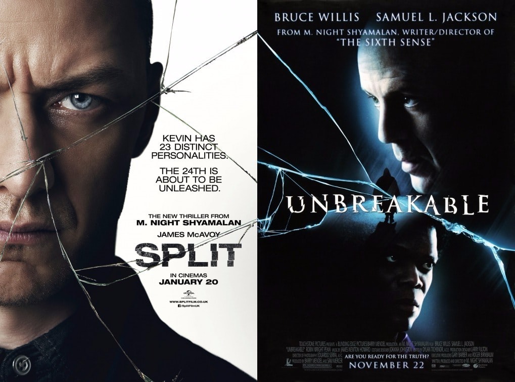 The posters for Split and Unbreakable